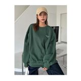 Trendseninle Staggertly Baskılı Nefti Yeşili Bisiklet Yaka Kadın Sweatshirt