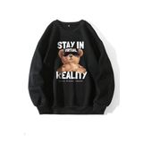 Trendseninle Stay In Baskılı Siyah Oversize Kadın Sweatshirt