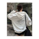 Trendseninle The Stage Baskılı Beyaz Kapüşonlu Kadın Sweatshirt
