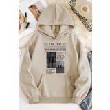 TrendSeninle Unisex Bej The 1997 Baskılı Oversize Kapüşonlu Sweatshirt Bej M