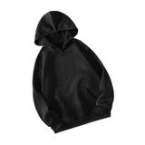 TrendSeninle Unisex Düz Siyah Kapüşonlu Sweatshirt Siyah L