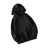 TrendSeninle Unisex Düz Siyah Kapüşonlu Sweatshirt Siyah S