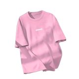 Trendseninle Unisex Erkek/Kadın Pembe BROOKLYN Renkli Özel Baskı Oversize Pamuklu Bisiklet Yaka T-Shirt Tişört, M