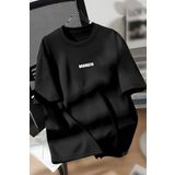 Trendseninle Unisex Erkek/Kadın Siyah BROOKLYN Renkli Özel Baskılı Oversize Pamuklu Bisiklet Yaka T-Shirt Tişört, 2XL