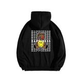 TrendSeninle Unisex Siyah Happıness Sweatshirt Kapüşonlu Kahve Siyah L