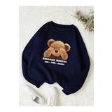 Trendseninle Utangaç Ayıcık Baskılı Laci Bisiklet Yaka Kadın Sweatshirt