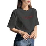 Trendseninle Zero In Your Target Baskılı Füme Oversize Kadın T-shirt