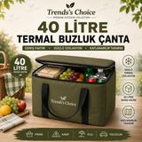 Trends's Choice 40 Litre Termal Buzluk Çanta Katlanabilir Piknik Kamp Plaj ve Yolculuk Için Soğuk Sıcak Koruyucu Seyehat Çantası - Haki