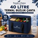 Trends's Choice 40 Litre Termal Buzluk Çanta Katlanabilir Piknik Kamp Plaj ve Yolculuk Için Soğuk Sıcak Koruyucu Seyehat Çantası - Lacivert