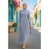 TRENDTESETTÜR KADIN GRİ TAŞLI ABİYE ELBİSE T 9063