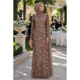 TRENDTESETTÜR KADIN VİZON PELERİN DETAYLI ABİYE ELBİSE T 1763