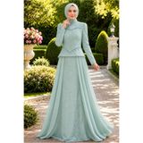 TRENDTESETTÜR KADIN YEŞİL (MİNT) BONCUK İŞLEMELİ ABİYE ELBİSE T 5325