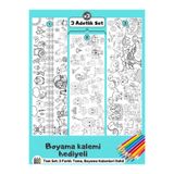 TrendTopic 3 Farklı Tema Dev Boyama Kağıdı 60 cmx2 Metre Tatil Aktivite Rulosu - Çocuk Eğitici Boya Rulo Kağıt 3 lü Set