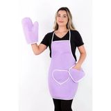 Trendy 3Lü Set Sıvı Su Geçirmez Mutfak Önlüğü Isıya Dayanıklı Fırın Eldiveni Ve Tutacak Çeyiz Seti