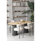 Trendy Asel Anka Teddy Sandalye Bohem Lake Mdf Ayak 80X140 Oval Yemek Masası Mutfak Masası Masa Sandalye Takımı