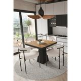 Trendy Asel Lago Siyah Lake Mdf Ayak 80X80 Yemek Masası Mutfak Masası 4 Kişilik Masa Takımı Teddy Sandalye