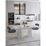 Trendy Asel Lucina Lake Mdf Ayak Teddy Sandalye 80X140 Yemek Masası Mutfak Masası 4 Kişilik Masa Sandalye Takım