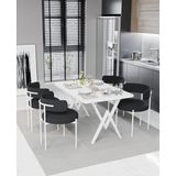 Trendy Asel Majer Beyaz Teddy Sandalye 80X120 Yemek Masası Mutfak Masası 4 Kişilik Masa Sandalye Takımı
