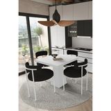 Trendy Asel Milena Beyaz Lake Mdf Ayak 90X90 Yemek Masası Mutfak Masası 4 Kişilik Masa Takımı Teddy Sandalye