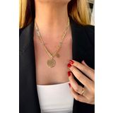 Trendy Butik Kişiye Özel Harfli Altın Kaplama Üç Nazarlı Yaşam Çiçeği ve B Harf Kolye