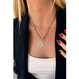 Trendy Butik Kişiye Özel Harfli Altın Kaplama Üç Nazarlı Yaşam Çiçeği ve İ Harf Kolye
