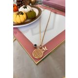 Trendy Butik Kişiye Özel M Harfli Ve Nazar Sallantılı Yaşam Çiçeği Kolye