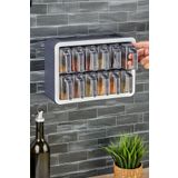 trendy kitchen 12li Standlı Kendinden Yapışkanlı Kapaklı Kaşıklı Baharatlık Takımı-kulplu Baharatlık(--ANTRASİT--)