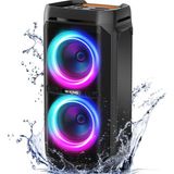 Trendy Pazars W-Kıng 100W Bluetooth Hoparlörler V5.3, Taşınabilir Ipx6 Suya Dayanıklı Parti HOPARLÖRÜ/110DB Büyük Ses/dsp, Işıklı Karaoke Boombox/mikrofon ve Gitar Bağlantı Noktası//usb/adaptör - 01-Siyah