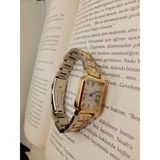 Trendy Retro Vintage Kadın Kol Saati- Gold Gümüş Kasa- Oval Model- Gold Gümüş Çelik Kordon TT0054 - 20 cm