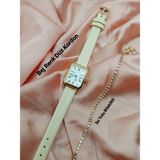Trendy Retro Vintage Kadın Kol Saati- Gold Kasa- Oval Model- Bej Düz Kordon TT0054 - 20 cm