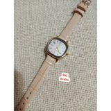 Trendy Son Moda Kadın Kol Saati Vintage Oval Gold Kasa- Bej Kroko Desenli Kordon TT0054 - 20 cm