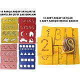 Trendy Toys Eğitici Ahşap Çizgi Çalışmaları ve Sayılar İp Geçirme Oyunu Renkli 10 Adet Ahşap Sayılar