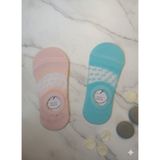 TrendyChic Ikili Pembe-Mavi Şeffaf Nokta Detaylı Kadın Babet Çorabı - 36 - 40 - Mavi - Pembe