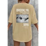 Trendypassion 1898 Brooklyn Baskılı T-Shirt - S - M - Bej