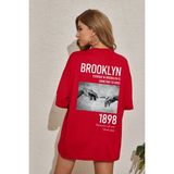Trendypassion 1898 Brooklyn Baskılı T-Shirt - XL - Kırmızı