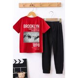 Trendypassion Çocuk 1898 Brooklyn Baskılı Alt - Üst Eşofman Takımı - 9 - 10 Yaş - Kırmızı