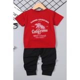 Trendypassion Çocuk California Baskılı Alt - Üst Eşofman Takımı - 9 - 10 Yaş - Kırmızı