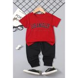 Trendypassion Çocuk Erkek Los Angles Baskılı Alt - Üst Eşofman Takımı Pamuk Kalite Slim Fit - 3 - 4 Yaş - Kırmızı