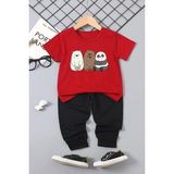 Trendypassion Çocuk Kafadar Ayılar Alt - Üst Eşofman Takımı - 9 - 10 Yaş - Kırmızı