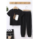 Trendypassion Çocuk Tupac Coffee Baskılı Slim Fit Eşofman Takımı 11 - 12 Yaş Erkek Çocuk Siyah