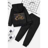 Trendypassion Erkek Çocuklar için Only Trendwear Arid Mountain Baskılı Eşofman Takımı Yumuşak Pamuklu Malzeme ile - 9 - 10 Yaş - Siyah