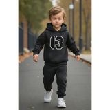 Trendypassion Uygun Tarz 13 Baskılı Erkek Çocuk Eşofman Takımı Siyah Pamuk-Polyester Lastikli Paça - 11 - 12 Yaş
