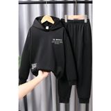 Trendypassion Uygun Tarz The Happiest Baskılı Erkek Çocuk Eşofman Takımı Pamuk - Polyester 3 - 4 Yaş - Siyah