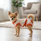 TrendyPati Dişi Köpek Regl Külodu ve Tshirt Takımı – Ayarlanabilir, Yıkanabilir, Hijyenik Köpek Külodu - Turuncu