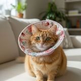 TrendyPati Kedi ve Köpek Koni Yakalığı ,elizabeth Yakalık, Ameliyat Sonrası Koruyucu Yakalık - Pembe - Beyaz