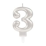 Trendypazar 3 Rakamı Gümüş Renk Mum