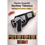 Trendzone Mantar Kapsüllü Kovboy Tabanca | Gerçekçi Ses Efektli Kemere Takılabilen Kılıflı Oyuncak Silah - Metalik Gri