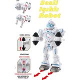 Trendzone Oyuncak Pilli Sesli Müzikli Işıklı Hareket Eden Şınav Çeken Atletik Sporcu Robot 25CM - Beyaz