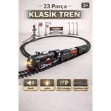 Trendzone Pilli Sesli Işıklı 23 Parça Klasik Tren Seti | Oval Raylı Oyuncak Tren 3+ Yaş - Siyah - Kırmızı