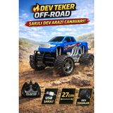 Trendzone Rc Off-Road Arazi Arabası 27CM Şarjlı Uzaktan Kumandalı Büyük Tekerlekli Full Fonksiyon Oyuncak Araba - Mavi